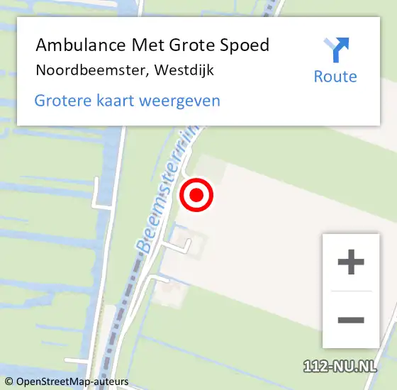 Locatie op kaart van de 112 melding: Ambulance Met Grote Spoed Naar Noordbeemster, Westdijk op 7 december 2022 21:05