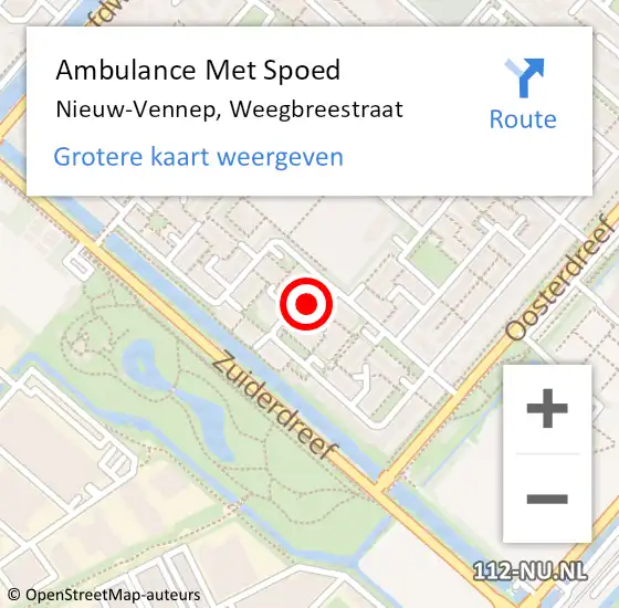 Locatie op kaart van de 112 melding: Ambulance Met Spoed Naar Nieuw-Vennep, Weegbreestraat op 7 december 2022 21:50