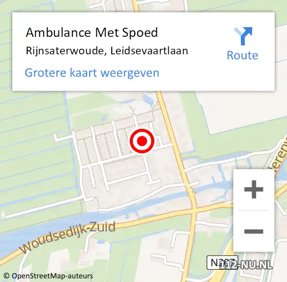 Locatie op kaart van de 112 melding: Ambulance Met Spoed Naar Rijnsaterwoude, Leidsevaartlaan op 7 december 2022 22:58