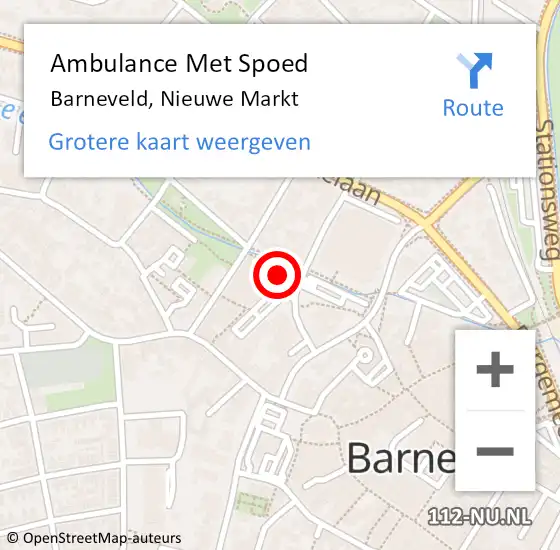 Locatie op kaart van de 112 melding: Ambulance Met Spoed Naar Barneveld, Nieuwe Markt op 8 december 2022 01:08