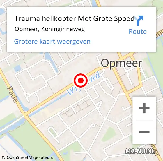 Locatie op kaart van de 112 melding: Trauma helikopter Met Grote Spoed Naar Opmeer, Koninginneweg op 8 december 2022 09:29