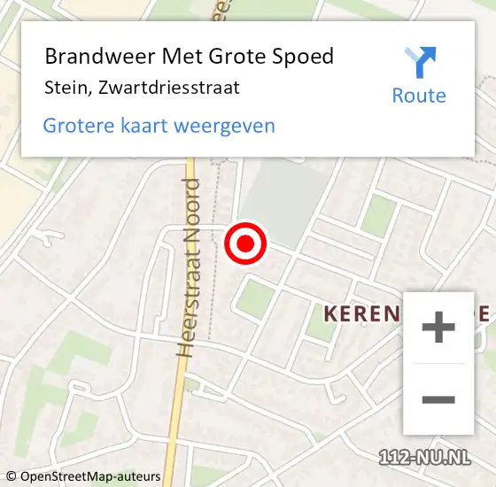 Locatie op kaart van de 112 melding: Brandweer Met Grote Spoed Naar Stein, Zwartdriesstraat op 8 december 2022 10:04