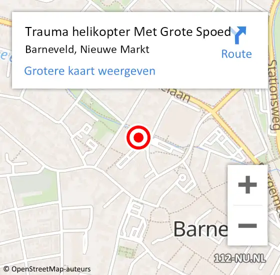 Locatie op kaart van de 112 melding: Trauma helikopter Met Grote Spoed Naar Barneveld, Nieuwe Markt op 8 december 2022 10:19