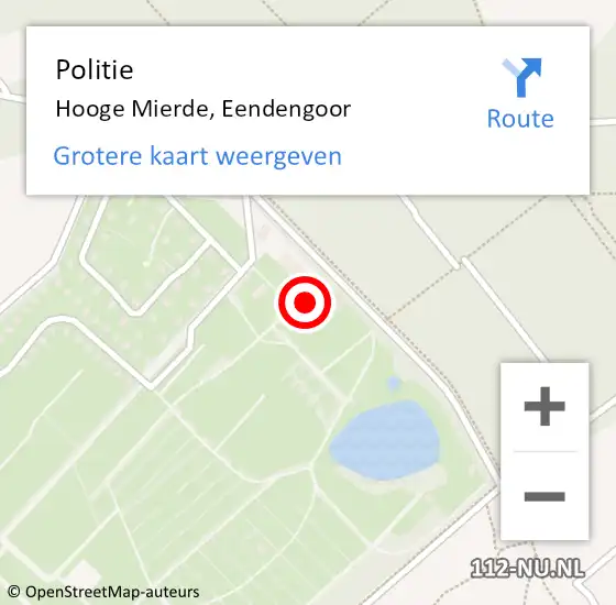 Locatie op kaart van de 112 melding: Politie Hooge Mierde, Eendengoor op 8 december 2022 11:26