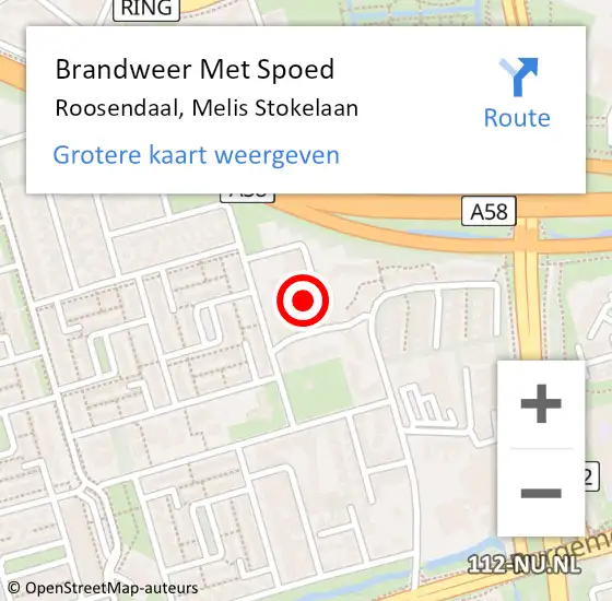 Locatie op kaart van de 112 melding: Brandweer Met Spoed Naar Roosendaal, Melis Stokelaan op 8 december 2022 13:47