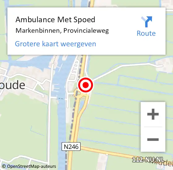 Locatie op kaart van de 112 melding: Ambulance Met Spoed Naar Markenbinnen, Provincialeweg op 8 december 2022 14:42