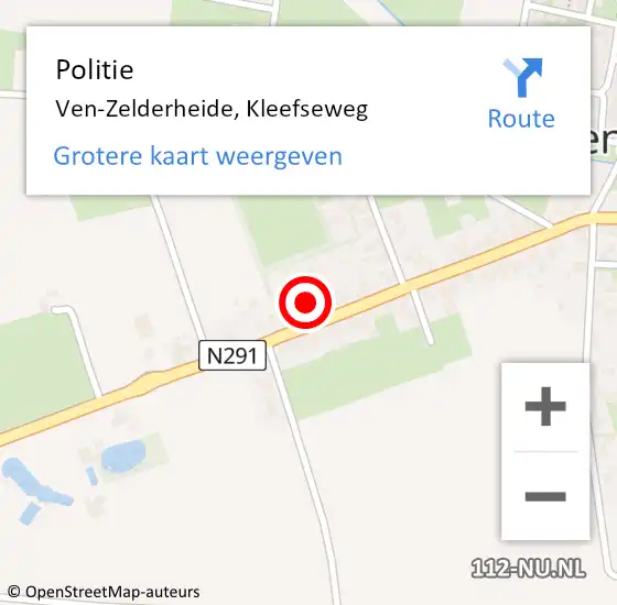 Locatie op kaart van de 112 melding: Politie Ven-Zelderheide, Kleefseweg op 8 december 2022 15:19