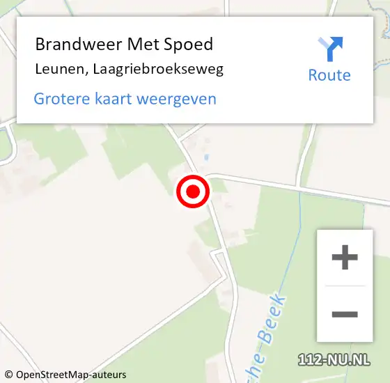 Locatie op kaart van de 112 melding: Brandweer Met Spoed Naar Leunen, Laagriebroekseweg op 8 december 2022 16:19