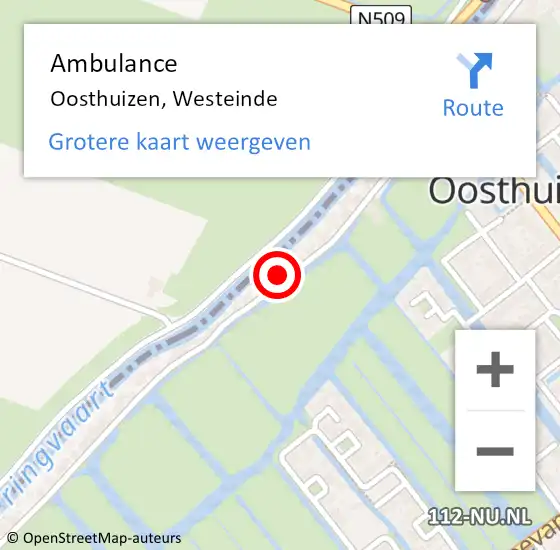 Locatie op kaart van de 112 melding: Ambulance Oosthuizen, Westeinde op 8 december 2022 19:08