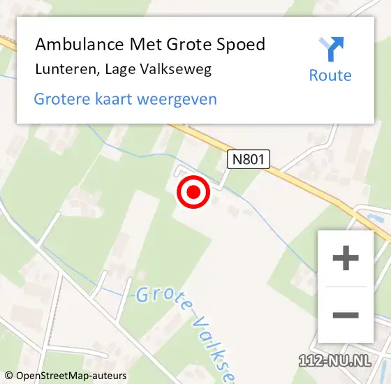 Locatie op kaart van de 112 melding: Ambulance Met Grote Spoed Naar Lunteren, Lage Valkseweg op 8 december 2022 19:15