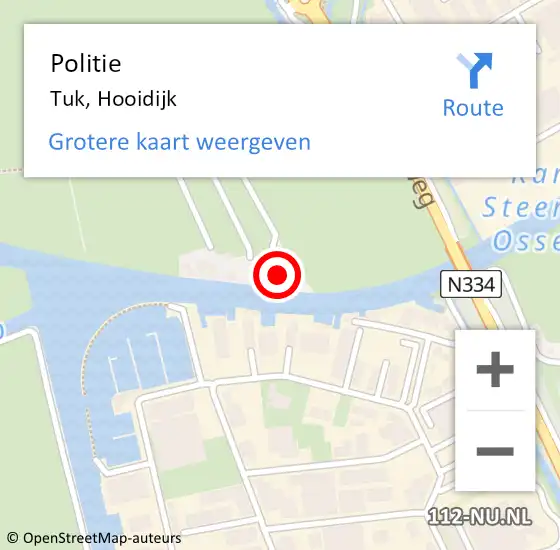 Locatie op kaart van de 112 melding: Politie Tuk, Hooidijk op 8 december 2022 21:29