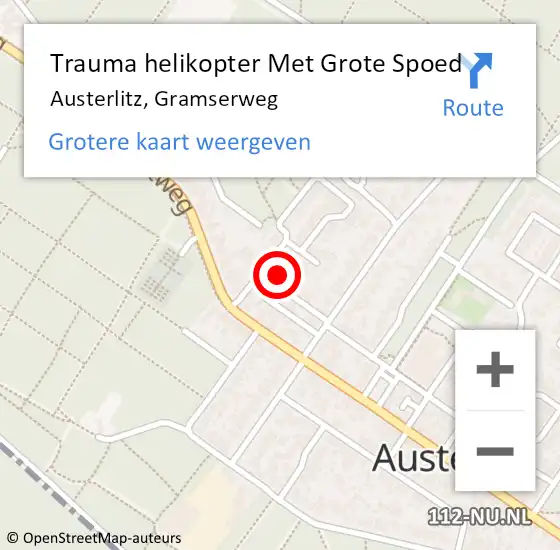 Locatie op kaart van de 112 melding: Trauma helikopter Met Grote Spoed Naar Austerlitz, Gramserweg op 8 december 2022 21:45
