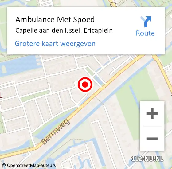 Locatie op kaart van de 112 melding: Ambulance Met Spoed Naar Capelle aan den IJssel, Ericaplein op 8 december 2022 22:20