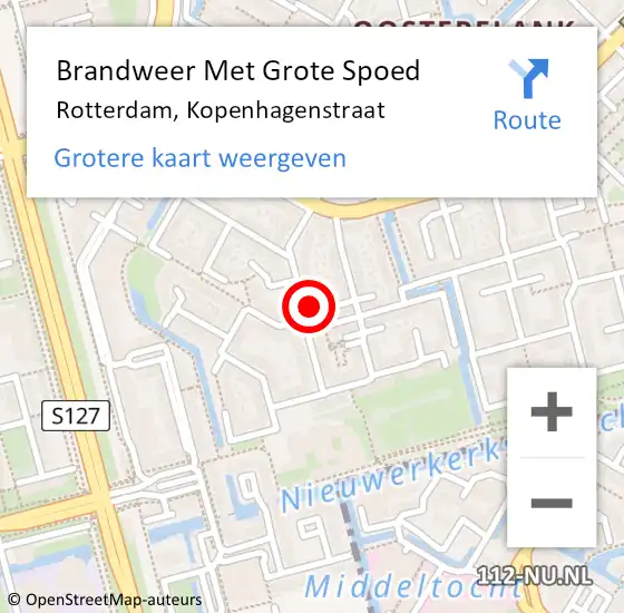 Locatie op kaart van de 112 melding: Brandweer Met Grote Spoed Naar Rotterdam, Kopenhagenstraat op 8 december 2022 23:26