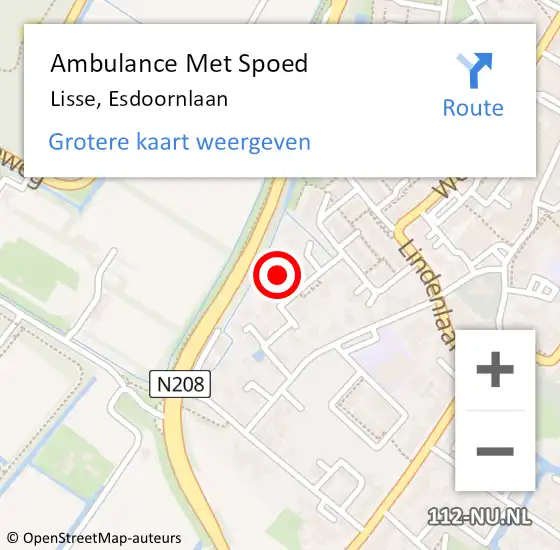 Locatie op kaart van de 112 melding: Ambulance Met Spoed Naar Lisse, Esdoornlaan op 9 december 2022 00:15