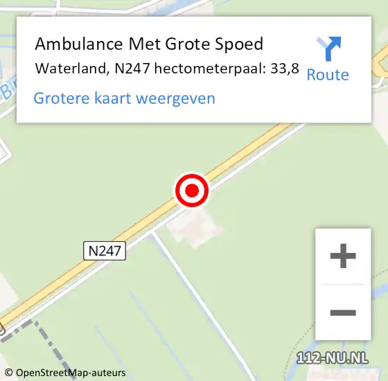 Locatie op kaart van de 112 melding: Ambulance Met Grote Spoed Naar Waterland, N247 hectometerpaal: 33,8 op 9 december 2022 01:54