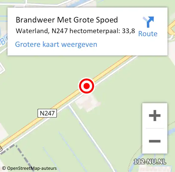 Locatie op kaart van de 112 melding: Brandweer Met Grote Spoed Naar Waterland, N247 hectometerpaal: 33,8 op 9 december 2022 01:58