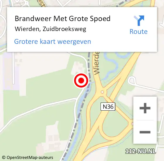 Locatie op kaart van de 112 melding: Brandweer Met Grote Spoed Naar Wierden, Zuidbroeksweg op 9 december 2022 02:00