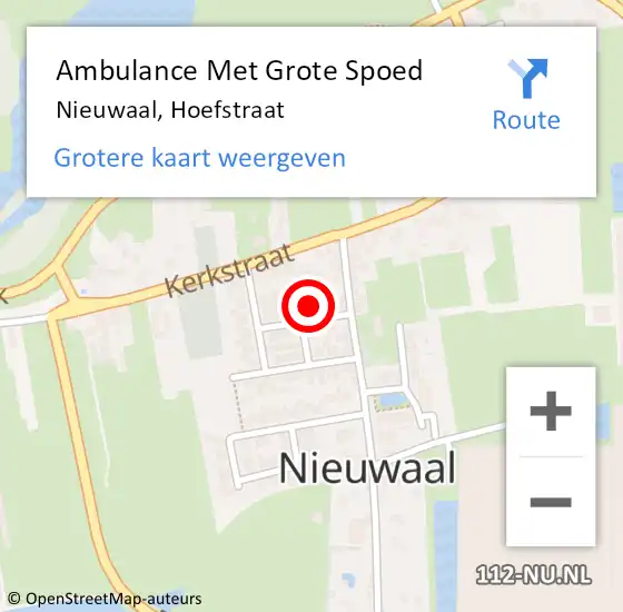 Locatie op kaart van de 112 melding: Ambulance Met Grote Spoed Naar Nieuwaal, Hoefstraat op 9 december 2022 04:26