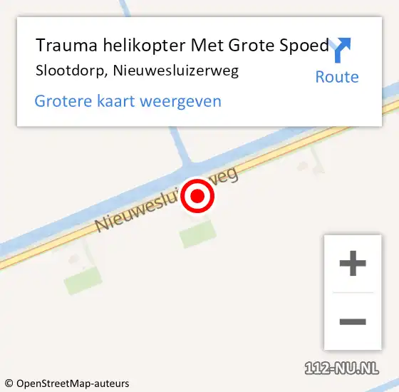 Locatie op kaart van de 112 melding: Trauma helikopter Met Grote Spoed Naar Slootdorp, Nieuwesluizerweg op 9 december 2022 07:54