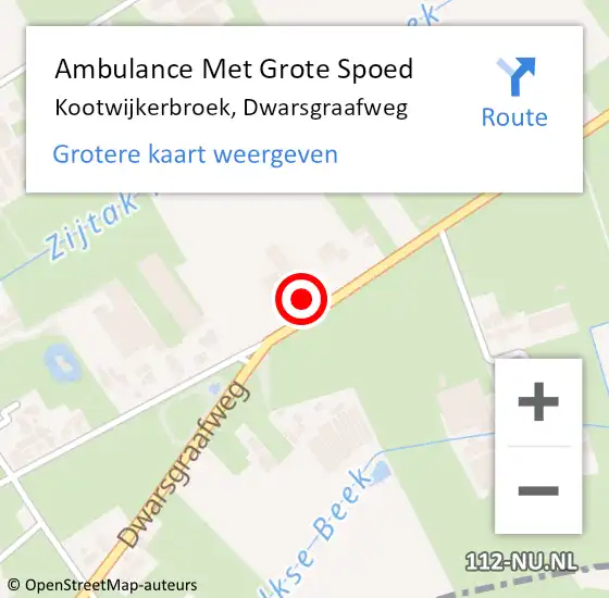Locatie op kaart van de 112 melding: Ambulance Met Grote Spoed Naar Kootwijkerbroek, Dwarsgraafweg op 9 december 2022 08:55