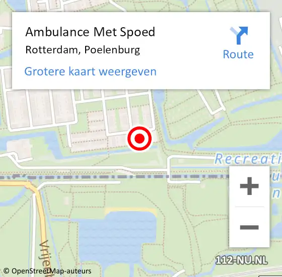 Locatie op kaart van de 112 melding: Ambulance Met Spoed Naar Rotterdam, Poelenburg op 9 december 2022 09:25