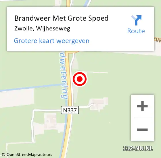 Locatie op kaart van de 112 melding: Brandweer Met Grote Spoed Naar Zwolle, Wijheseweg op 9 december 2022 10:05