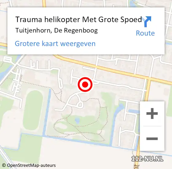 Locatie op kaart van de 112 melding: Trauma helikopter Met Grote Spoed Naar Tuitjenhorn, De Regenboog op 9 december 2022 10:14