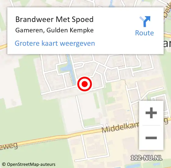 Locatie op kaart van de 112 melding: Brandweer Met Spoed Naar Gameren, Gulden Kempke op 9 december 2022 10:16