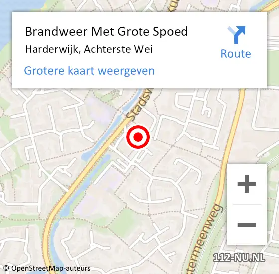Locatie op kaart van de 112 melding: Brandweer Met Grote Spoed Naar Harderwijk, Achterste Wei op 9 december 2022 11:50