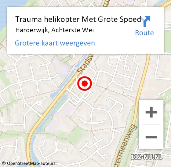 Locatie op kaart van de 112 melding: Trauma helikopter Met Grote Spoed Naar Harderwijk, Achterste Wei op 9 december 2022 11:52