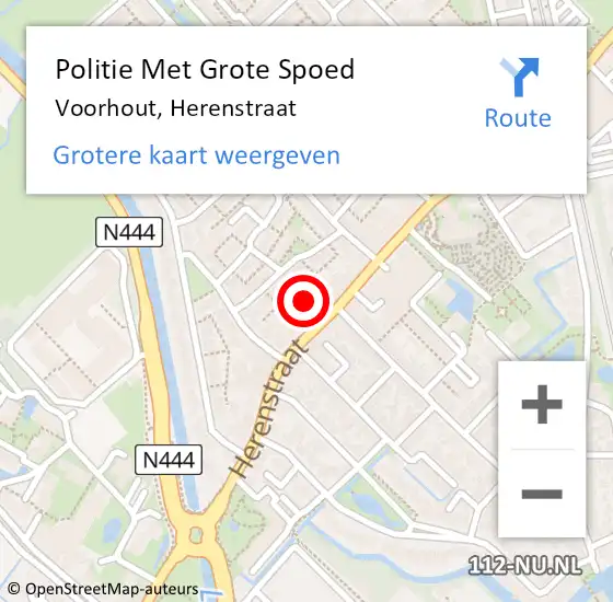 Locatie op kaart van de 112 melding: Politie Met Grote Spoed Naar Voorhout, Herenstraat op 9 december 2022 12:30