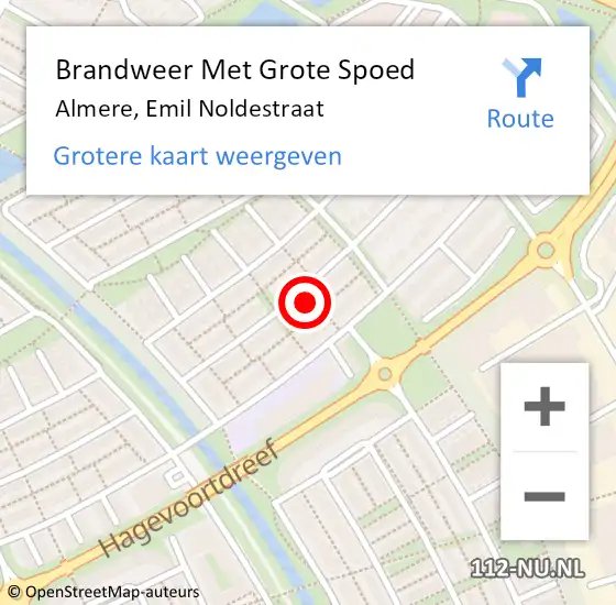 Locatie op kaart van de 112 melding: Brandweer Met Grote Spoed Naar Almere, Emil Noldestraat op 9 december 2022 12:31
