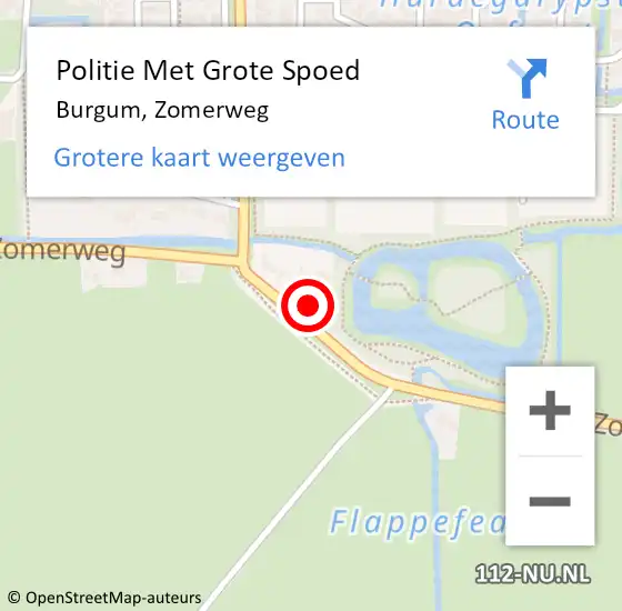 Locatie op kaart van de 112 melding: Politie Met Grote Spoed Naar Burgum, Zomerweg op 9 december 2022 12:58