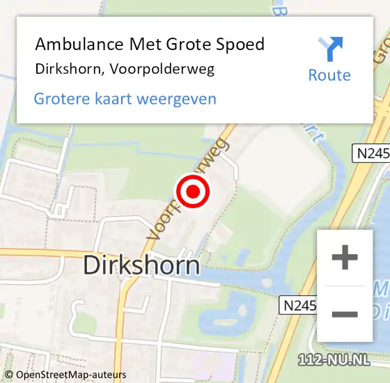 Locatie op kaart van de 112 melding: Ambulance Met Grote Spoed Naar Dirkshorn, Voorpolderweg op 9 december 2022 13:05