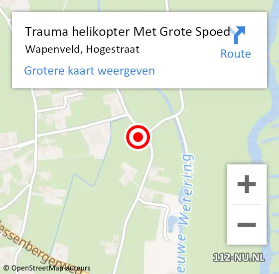Locatie op kaart van de 112 melding: Trauma helikopter Met Grote Spoed Naar Wapenveld, Hogestraat op 9 december 2022 13:45