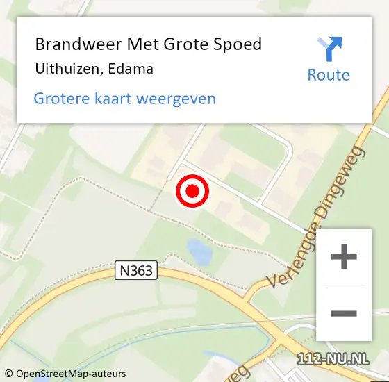 Locatie op kaart van de 112 melding: Brandweer Met Grote Spoed Naar Uithuizen, Edama op 9 december 2022 14:34