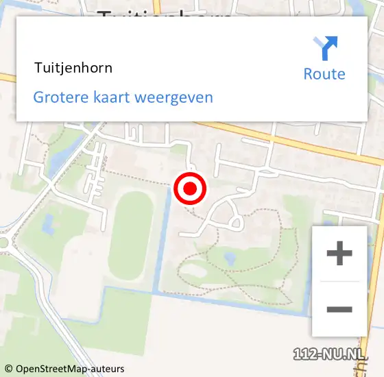 Locatie op kaart van de 112 melding:  Tuitjenhorn op 9 december 2022 14:43