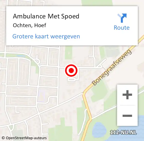 Locatie op kaart van de 112 melding: Ambulance Met Spoed Naar Ochten, Hoef op 7 augustus 2014 18:10