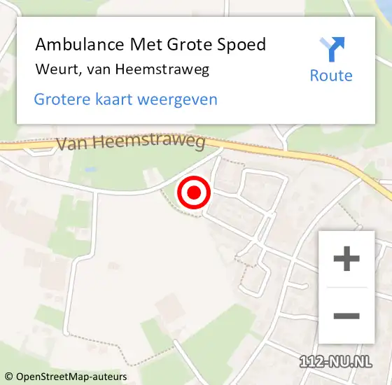 Locatie op kaart van de 112 melding: Ambulance Met Grote Spoed Naar Weurt, van Heemstraweg op 9 december 2022 15:32