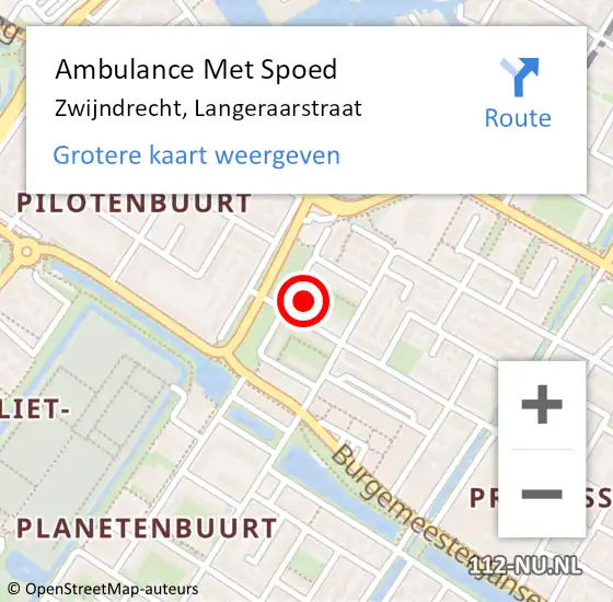 Locatie op kaart van de 112 melding: Ambulance Met Spoed Naar Zwijndrecht, Langeraarstraat op 9 december 2022 16:49