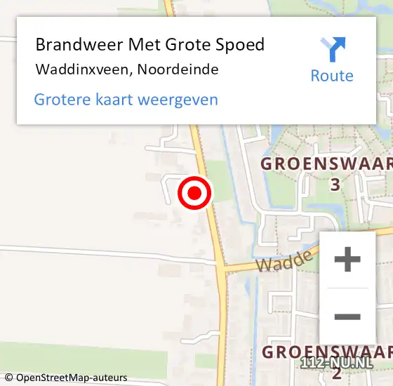 Locatie op kaart van de 112 melding: Brandweer Met Grote Spoed Naar Waddinxveen, Noordeinde op 9 december 2022 17:00