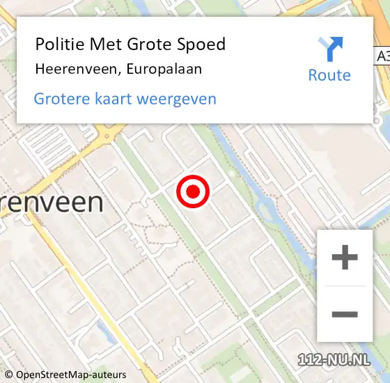 Locatie op kaart van de 112 melding: Politie Met Grote Spoed Naar Heerenveen, Europalaan op 9 december 2022 19:59