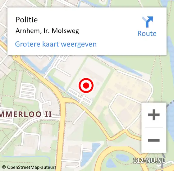 Locatie op kaart van de 112 melding: Politie Arnhem, Ir. Molsweg op 9 december 2022 20:01