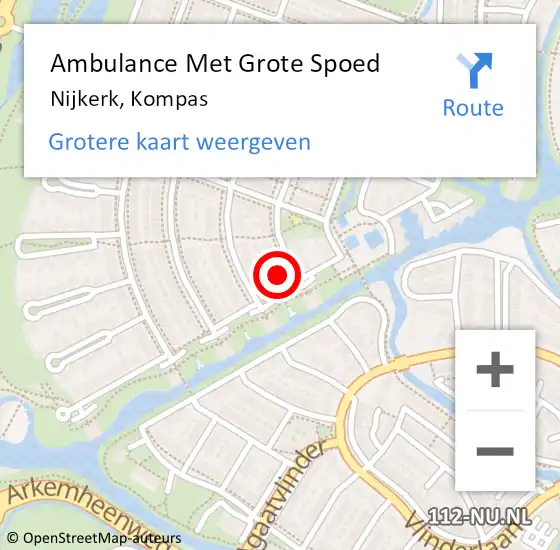 Locatie op kaart van de 112 melding: Ambulance Met Grote Spoed Naar Nijkerk, Kompas op 9 december 2022 20:05