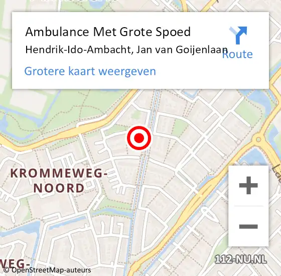 Locatie op kaart van de 112 melding: Ambulance Met Grote Spoed Naar Hendrik-Ido-Ambacht, Jan van Goijenlaan op 9 december 2022 21:54