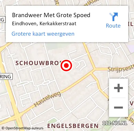 Locatie op kaart van de 112 melding: Brandweer Met Grote Spoed Naar Eindhoven, Kerkakkerstraat op 9 december 2022 23:23