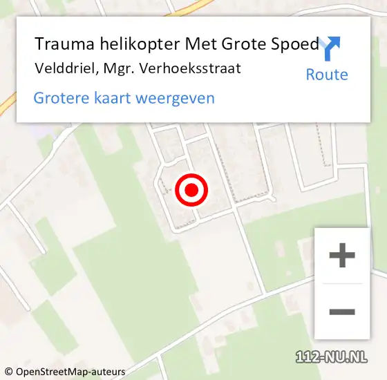 Locatie op kaart van de 112 melding: Trauma helikopter Met Grote Spoed Naar Velddriel, Mgr. Verhoeksstraat op 10 december 2022 02:14