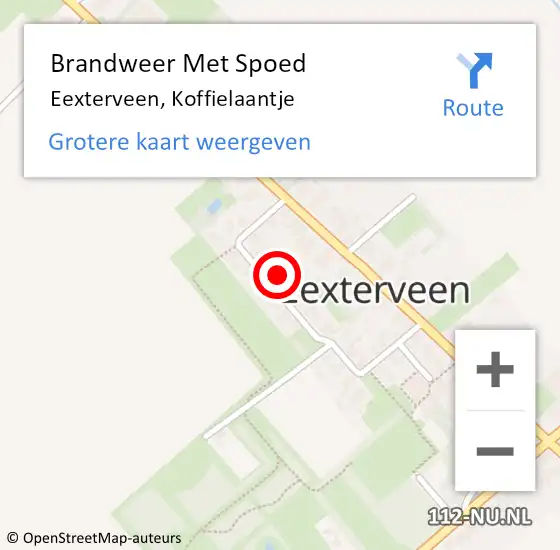 Locatie op kaart van de 112 melding: Brandweer Met Spoed Naar Eexterveen, Koffielaantje op 10 december 2022 04:07