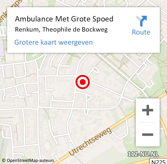 Locatie op kaart van de 112 melding: Ambulance Met Grote Spoed Naar Renkum, Theophile de Bockweg op 10 december 2022 04:44